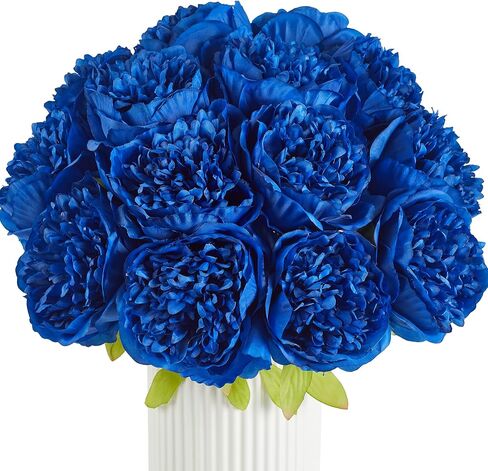 SITUMEIZI 10PCS Artificial Peony Flowers, Real Touch Fake Silk Bouquet with Stems for Home Mothers Day Wedding Party Centerpieces Table Decoration Indoor(Royal Blue) in Saudi Arabia