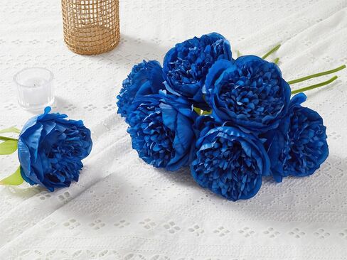 SITUMEIZI 10PCS Artificial Peony Flowers, Real Touch Fake Silk Bouquet with Stems for Home Mothers Day Wedding Party Centerpieces Table Decoration Indoor(Royal Blue) in Saudi Arabia