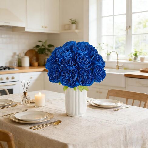 SITUMEIZI 10PCS Artificial Peony Flowers, Real Touch Fake Silk Bouquet with Stems for Home Mothers Day Wedding Party Centerpieces Table Decoration Indoor(Royal Blue) in Saudi Arabia