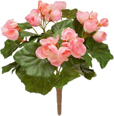 OakRidge Silk Begonia Bush – Artificial Flowers Outdoor Décor – Coral, 10" Long in Kuwait