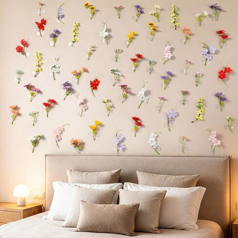 Suncalla 60 Pcs 3.9'' Summer Artificial Wildflower Silk Floating Flowers Floral Backdrop 3D Fake Flower for Craft DIY with Double Sided Tape No Trace for Wedding Arch Home Wall Decor(Classic,Colorful) in Kuwait