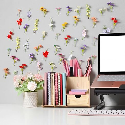Suncalla 60 Pcs 3.9'' Summer Artificial Wildflower Silk Floating Flowers Floral Backdrop 3D Fake Flower for Craft DIY with Double Sided Tape No Trace for Wedding Arch Home Wall Decor(Classic,Colorful) in Kuwait