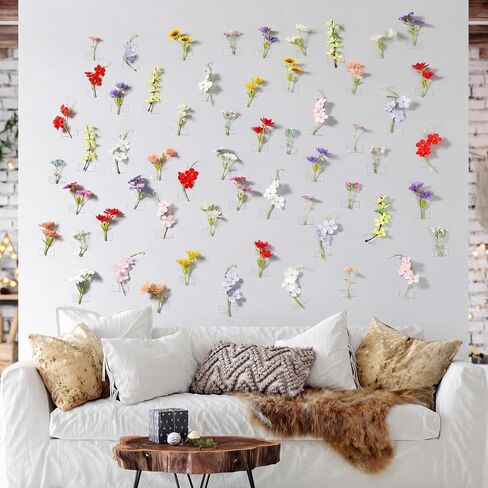 Suncalla 60 Pcs 3.9'' Summer Artificial Wildflower Silk Floating Flowers Floral Backdrop 3D Fake Flower for Craft DIY with Double Sided Tape No Trace for Wedding Arch Home Wall Decor(Classic,Colorful) in Kuwait