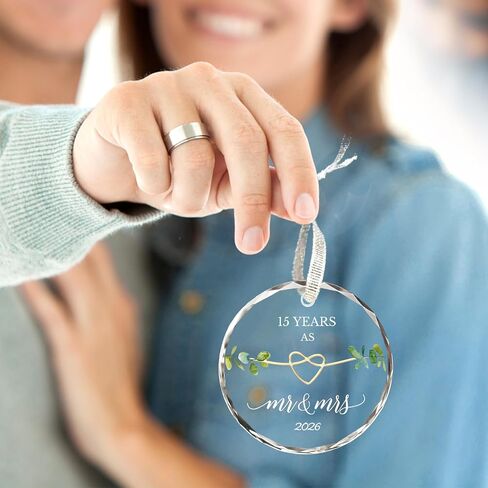 15 Year Anniversary Crystal Gifts Ornament,Crystal Gifts for 15th Anniversary,15th Wedding for Couples 2026,15 Years Married Gift Valentines Gift for Wife Husband in Saudi Arabia