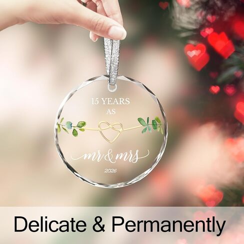 15 Year Anniversary Crystal Gifts Ornament,Crystal Gifts for 15th Anniversary,15th Wedding for Couples 2026,15 Years Married Gift Valentines Gift for Wife Husband in Saudi Arabia