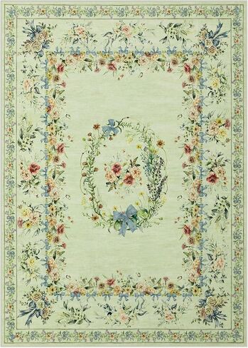 Joydeco Boho Bow Floral Large Rugs for Living Room Nursery, Washable Beige Kids Bedroom Rug 8x10 Under Bed, Colorful Non Slip Throw Carpet for Playroom Kids Dining Room Dorm Classroom, Beige in Kuwait