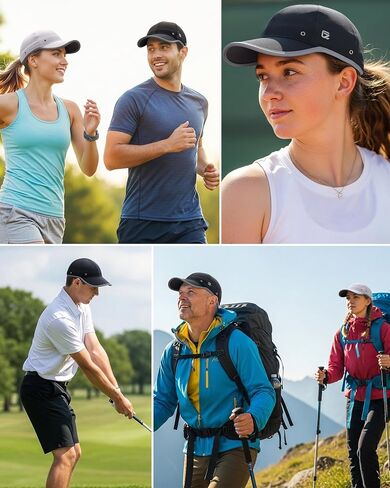 GADIEMKENSD UPF50+ قبعة رياضية، قابلة للتنفس، ضوء الريش، قبعة جري عاكسة للأداء من أجل كرة التنس والجولف in Kuwait
