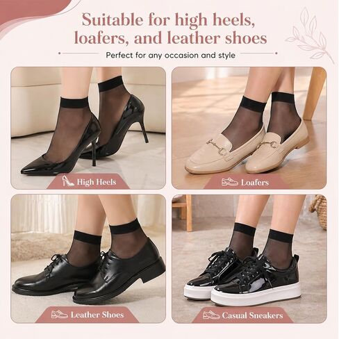 10 Pairs Sheer Ankle Socks, Black Nylon Socks for Women, Thin Ankle Stockings for Women in Kuwait