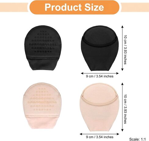 4 Pairs Women's Toe Topper Liner Socks, No Show Half Socks with Cushion, Non Slip Toe Cover for High Heels Pumps Flats, Black Nude in Saudi Arabia