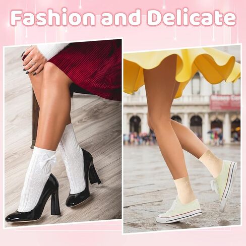 12 Pairs Womens Ruffle Lace Socks, Cute Frilly Mary Jane Socks Cotton Breathable Ankle Dress Socks for Lolita Princess Style & Casual in Saudi Arabia