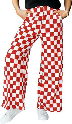 ONLYSTORY Women's Loose Checkered Pants Wide Leg High Waist Y2K Plaid Pants Trendy Palazzo Loungwear with Pockets in Saudi Arabia