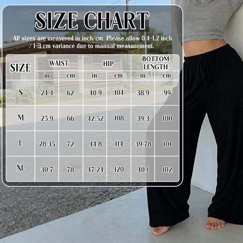 Womens Pants Wide Leg Casual Palazzo Pants Loose Drawstring Lounge Trousers Comfortable Summer Spring for Women Pants in Kuwait