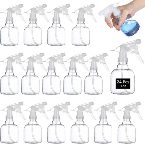 24 Pcs Refillable Spray Bottles, Small 8 oz Plastic Spray Bottles with Adjustable Nozzles for Gardening, Hair Care, Cleaning in Saudi Arabia