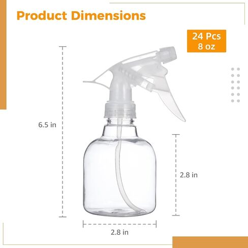 24 Pcs Refillable Spray Bottles, Small 8 oz Plastic Spray Bottles with Adjustable Nozzles for Gardening, Hair Care, Cleaning in Saudi Arabia