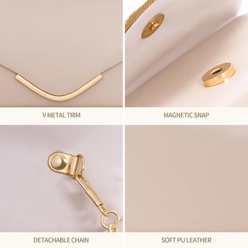 Clutch Purses for Women, Formal Envelope Evening Bag with Gold Crossbody & Shoulder Chain, Cute Curved Nude Clutch Bag for Girls, Vegan Leather Womens Handbags for Wedding Party Cocktail Prom in Saudi Arabia