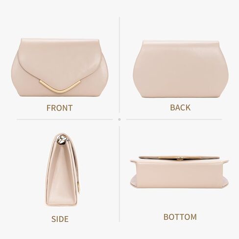 Clutch Purses for Women, Formal Envelope Evening Bag with Gold Crossbody & Shoulder Chain, Cute Curved Nude Clutch Bag for Girls, Vegan Leather Womens Handbags for Wedding Party Cocktail Prom in Saudi Arabia