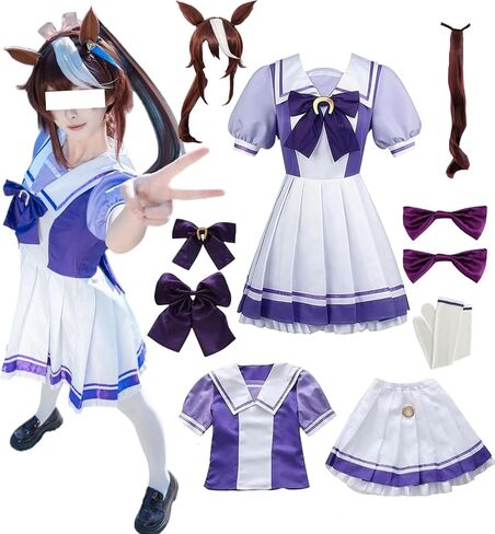 زي Umamusume باللون الأرجواني للسيدات مع دعائم تزيين الذيل، وفستان مناسبات تحت عنوان، وفستان الهالوين in Kuwait
