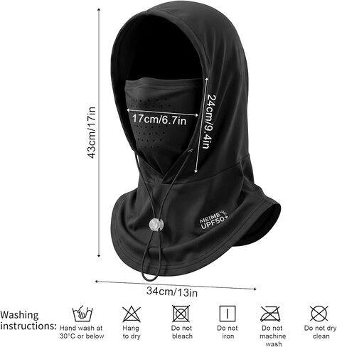 Summer Balaclava Face Mask, UV Protection, Breathable Holes, Adjustable Drawstring Sun Hood, Full Head Mask for Men Women, Fishing Cycling Running in Kuwait
