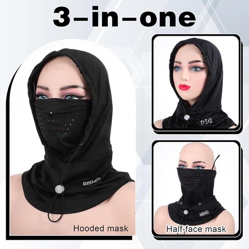 Summer Balaclava Face Mask, UV Protection, Breathable Holes, Adjustable Drawstring Sun Hood, Full Head Mask for Men Women, Fishing Cycling Running in Kuwait