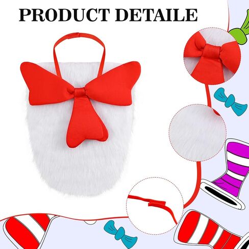 إكسسوارات أزياء Kavoc Cat، قبعة حمراء وبيضاء، أغطية رأس، قفازات فروي، ربطة عنق، ذيل وجوارب وتنورة توتو ليوم الكتاب العالمي وحفلات الهالوين in Kuwait