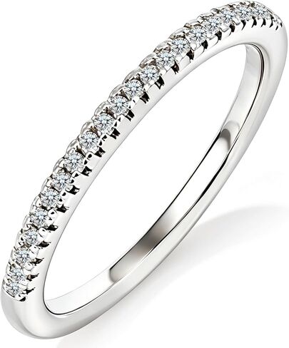 1.1mm Cubic Zirconia Wedding Band - Hypoallergenic Thick 14K White Gold Plated Ultra Thin 5A CZ Stackable Wedding Eternity Ring for Women, Size 4-11 in Saudi Arabia
