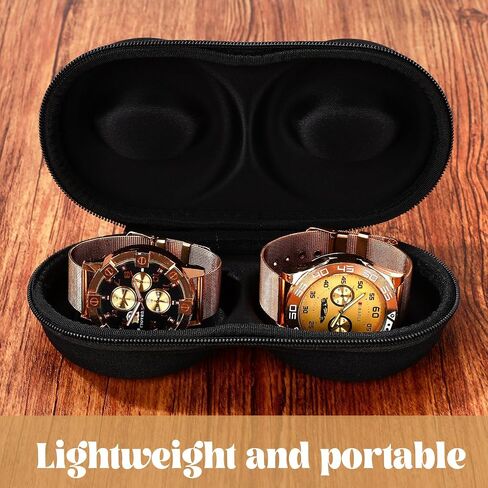 3 Pcs Black Double Watch Travel Case Storage Holder Box for 2 Watches Dual Tough Portable Protection Wtih Zipper Fits All Wristwatches and Smart Watches up to 50mm in Saudi Arabia