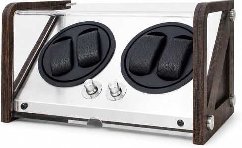 Automatic Double Watch Winder, 4 Watch Capacity, Dark Bamboo in Saudi Arabia