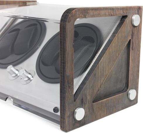 Automatic Double Watch Winder, 4 Watch Capacity, Dark Bamboo in Saudi Arabia