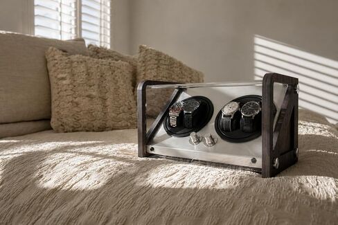 Automatic Double Watch Winder, 4 Watch Capacity, Dark Bamboo in Saudi Arabia