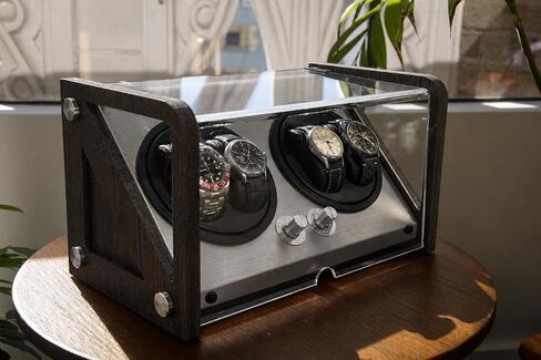 Automatic Double Watch Winder, 4 Watch Capacity, Dark Bamboo in Saudi Arabia
