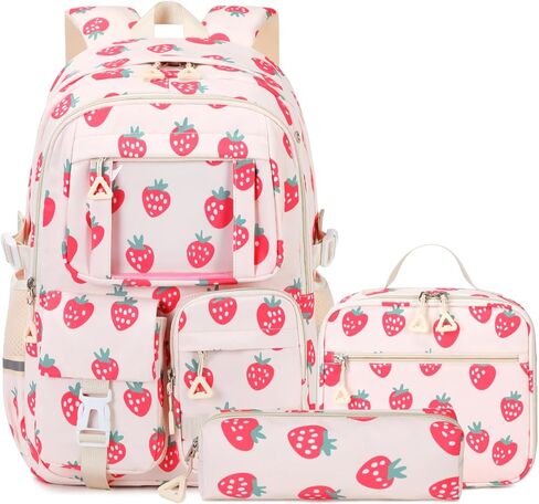 PiPiCat Waterproof 3PCS Girls Backpack with Lunch Box Case Pencil Case, Bow Pom-pom Decor 17.7in School Checkered Accents, Back to School Travel Outdoor Commute Bookbag Butterfly Black in Saudi Arabia