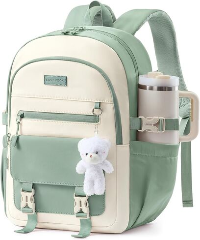 LOVEVOOK School Backpack for Teen Girls, Cute Student Bookbag Fits 17.3 Inch Laptop, Back to School Backpacks for 8-18 Teenager Kid, Large College Travel Back Pack with Water Bottle Holder Pink in Saudi Arabia