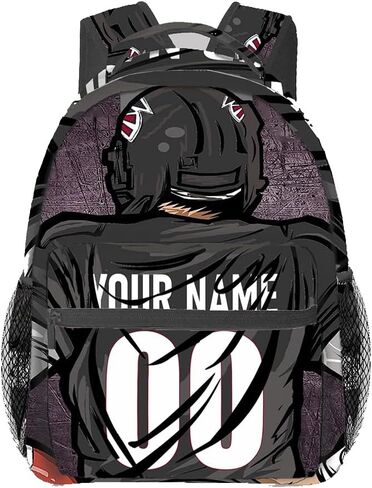 Custom Backpack Name Number Rugby, Unisex Sports Fan Adults School Daily Outdoor San Francisco Red in Saudi Arabia