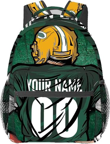 Custom Backpack Name Number Rugby, Unisex Sports Fan Adults School Daily Outdoor San Francisco Red in Kuwait