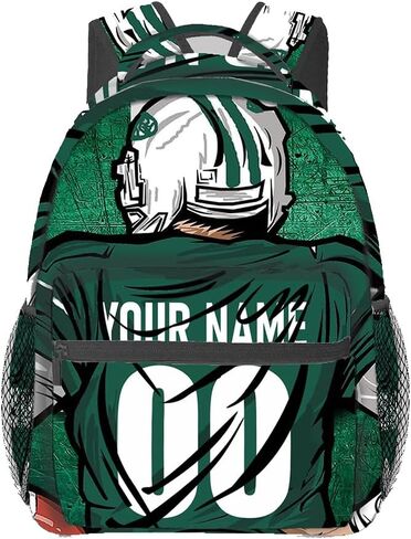 Custom Backpack Name Number Rugby, Unisex Sports Fan Adults School Daily Outdoor San Francisco Red in Kuwait