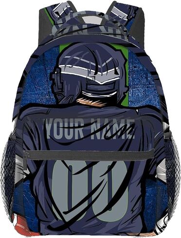 Custom Backpack Name Number Rugby, Unisex Sports Fan Adults School Daily Outdoor San Francisco Red in Kuwait