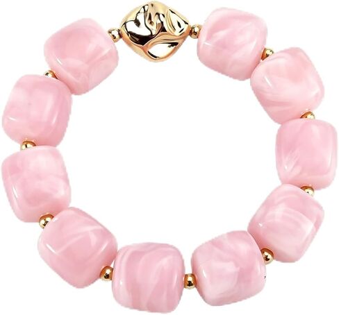 Chunky Beaded Bracelet for Women Trendy Colorful Resin Square Beaded Bracelets Elastic Stretch Colorful Chunky Beads Bracelet Boho Summer Beach Vacation Jewelry in Saudi Arabia