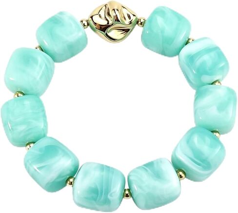 Chunky Beaded Bracelet for Women Trendy Colorful Resin Square Beaded Bracelets Elastic Stretch Colorful Chunky Beads Bracelet Boho Summer Beach Vacation Jewelry in Saudi Arabia
