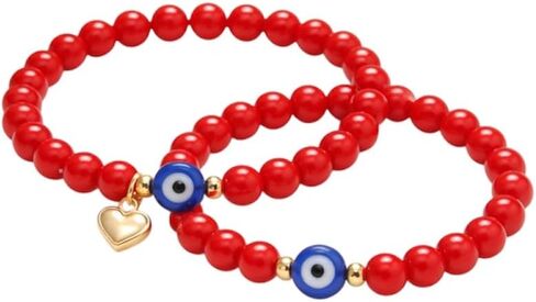 Matching Red String Bracelets Set for Couples with Evil Eye Protection Charm in Saudi Arabia