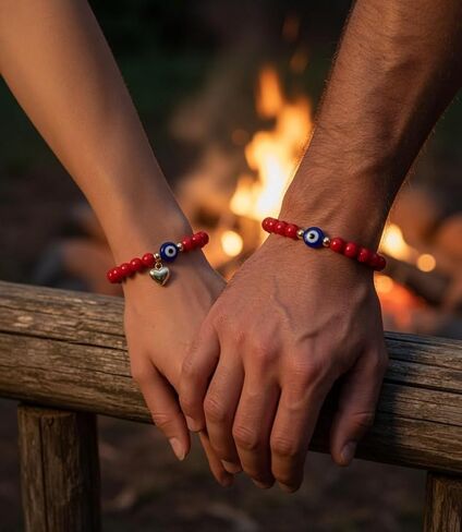 Matching Red String Bracelets Set for Couples with Evil Eye Protection Charm in Saudi Arabia