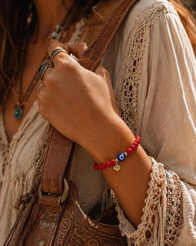 Matching Red String Bracelets Set for Couples with Evil Eye Protection Charm in Saudi Arabia