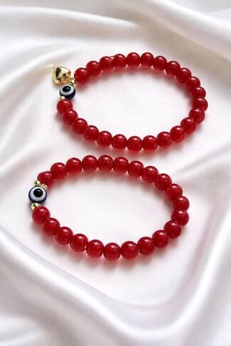 Matching Red String Bracelets Set for Couples with Evil Eye Protection Charm in Saudi Arabia