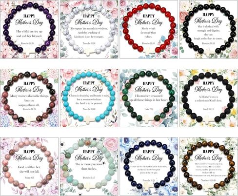 Aurelema 12 Pcs Mother's Day Christian Bracelets for Women Adjustable Beaded Cross Bracelet Mom Christian Gifts Inspirational Religious Faith Jewelry Gifts for Mom Grandma Mother's Day in Kuwait