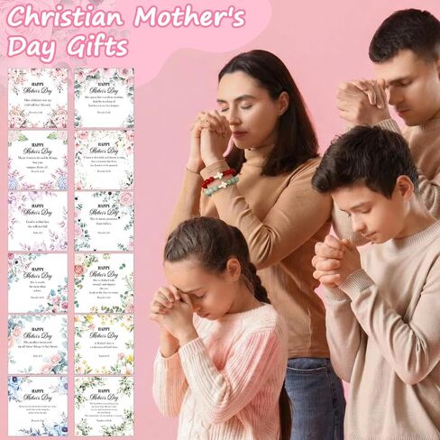 Aurelema 12 Pcs Mother's Day Christian Bracelets for Women Adjustable Beaded Cross Bracelet Mom Christian Gifts Inspirational Religious Faith Jewelry Gifts for Mom Grandma Mother's Day in Kuwait