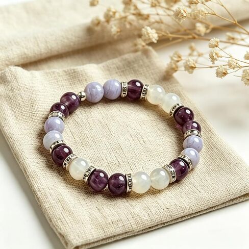 Menopause Bracelet for Women, Healing Crystal Beaded Stretch Cooling Relief Wristband Spiritual Mindfulness Energy Natural Stone Calming Jewelry in Saudi Arabia