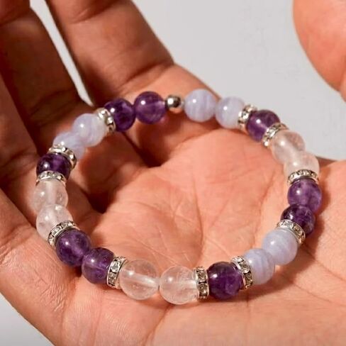Menopause Bracelet for Women, Healing Crystal Beaded Stretch Cooling Relief Wristband Spiritual Mindfulness Energy Natural Stone Calming Jewelry in Saudi Arabia