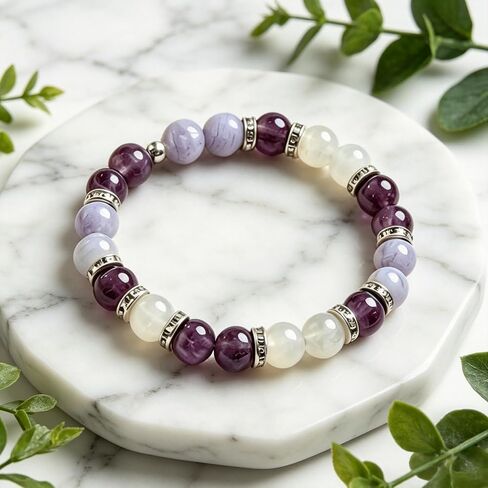 Menopause Bracelet for Women, Healing Crystal Beaded Stretch Cooling Relief Wristband Spiritual Mindfulness Energy Natural Stone Calming Jewelry in Saudi Arabia