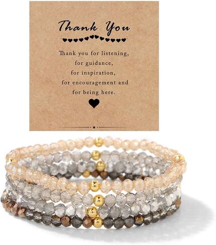 Candy Color Crystal Beaded Bracelets Set Bohemian Multi-layered Acrylic Beads Stackable Wristlets Thank You Appreciation Gift Bracelets with Message Card in Saudi Arabia
