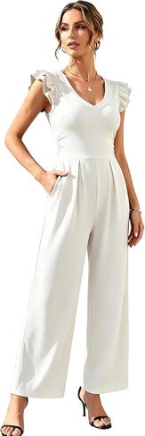 2026 New Women's One Piece Jumpsuits, Breathable V-Neck Wide Leg, Comfort Stretch Knit for Spring Summer in Kuwait