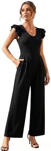 2026 New Women's One Piece Jumpsuits, Breathable V-Neck Wide Leg, Comfort Stretch Knit for Spring Summer in Saudi Arabia